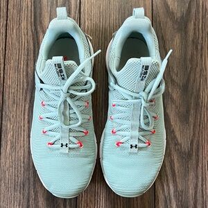 Under Armour Women's Sneakers - Light Blue with Pink Accents